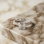 2.20CTW Asscher Cut Vintage Pavé Lab Grown Diamond Ring For Women White