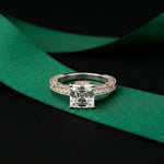 2.20CTW Asscher Cut Vintage Pavé Lab Grown Diamond Ring For Women White