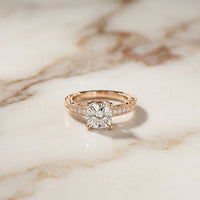 2.20CTWCushion Vintage Milgrain Lab Grown Diamond Engagement Ring For Women Rose Gold