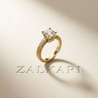 2.20CTWCushion Vintage Milgrain Lab Grown Diamond Engagement Ring For Women Gold