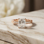 2.20CTW Emerald Cut Vintage Engraved Lab Grown Diamond For Women Rose Gold