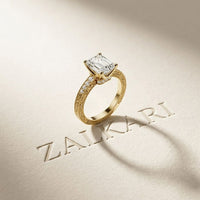 2.20CTW Emerald Cut Vintage Engraved Lab Grown Diamond For Women Gold
