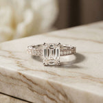 2.20CTW Emerald Cut Vintage Engraved Lab Grown Diamond For Women White 