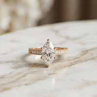 2.25CTW Marquise Antique Inspired Lab Grown Diamond  Ring For Women Rose Gold