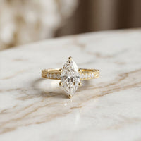 2.25CTW Marquise Antique Inspired Lab Grown Diamond  Ring For Women Gold