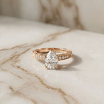 2.20CTW Pear Cut Vintage Scrollwork Lab Grown Diamond For Women Rose Gold
