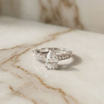 2.20CTW Pear Cut Vintage Scrollwork Lab Grown Diamond For Women White