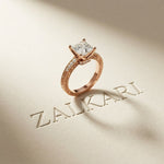 2.20CTW Princess Cut Ornate Milgrain Lab Grown Diamond Engagement Ring For Women Rose Gold