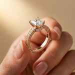 2.20CTW Princess Cut Ornate Milgrain Lab Grown Diamond Engagement Ring For Women Rose Gold