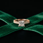 2.20CTW Princess Cut Ornate Milgrain Lab Grown Diamond Engagement Ring For Women Rose Gold