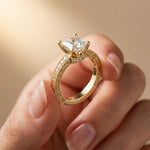 2.20CTW Princess Cut Ornate Milgrain Lab Grown Diamond Engagement Ring For Women Gold