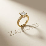 2.20CTW Princess Cut Ornate Milgrain Lab Grown Diamond Engagement Ring For Women Gold