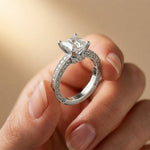 2.20CTW Princess Cut Ornate Milgrain Lab Grown Diamond Engagement Ring For Women White