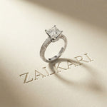 2.20CTW Princess Cut Ornate Milgrain Lab Grown Diamond Engagement Ring For Women White