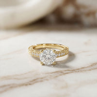 2.20CTW Round Cut Vintage Filigree Lab Grown Diamond For Women Gold