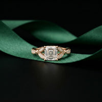 1.80CTW Asscher Cut Nature Inspired Lab Grown Diamond Ring For Women Rose Gold