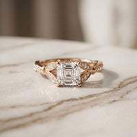1.80CTW Asscher Cut Nature Inspired Lab Grown Diamond Ring For Women Rose Gold