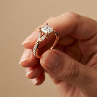 1.80CTW Asscher Cut Nature Inspired Lab Grown Diamond Ring For Women Rose Gold
