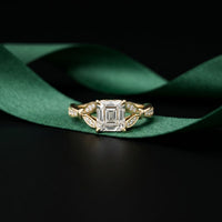 1.80CTW Asscher Cut Nature Inspired Lab Grown Diamond Ring For Women Gold