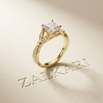 1.80CTW Asscher Cut Nature Inspired Lab Grown Diamond Ring For Women Gold