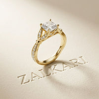 1.80CTW Asscher Cut Nature Inspired Lab Grown Diamond Ring For Women Gold