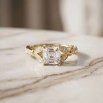 1.80CTW Asscher Cut Nature Inspired Lab Grown Diamond Ring For Women Gold