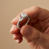 1.80CTW Asscher Cut Nature Inspired Lab Grown Diamond Ring For Women White 