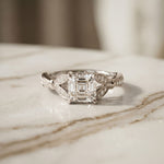 1.80CTW Asscher Cut Nature Inspired Lab Grown Diamond Ring For Women White 