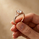 1.80CTW Cushion Cut Botanical Accent Lab Grown Diamond Ring For Women Rose Gold