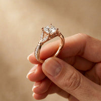 1.80CTW Cushion Cut Botanical Accent Lab Grown Diamond Ring For Women Rose Gold