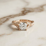1.80CTW Cushion Cut Botanical Accent Lab Grown Diamond Ring For Women Rose Gold
