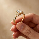 1.80CTW Cushion Cut Botanical Accent Lab Grown Diamond Ring For Women Gold
