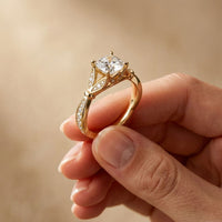 1.80CTW Cushion Cut Botanical Accent Lab Grown Diamond Ring For Women Gold