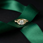 1.80CTW Cushion Cut Botanical Accent Lab Grown Diamond Ring For Women Gold