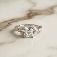 1.80CTW Cushion Cut Botanical Accent Lab Grown Diamond Ring For Women White
