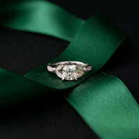 1.80CTW Cushion Cut Botanical Accent Lab Grown Diamond Ring For Women White