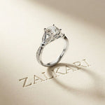 1.80CTW Cushion Cut Botanical Accent Lab Grown Diamond Ring For Women White