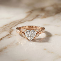1.80CTW Heart Cut Floral Vine Lab Grown Diamond Ring For Women Rose Gold