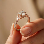 1.80CTW Heart Cut Floral Vine Lab Grown Diamond Ring For Women Rose Gold