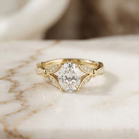 1.80CTW Oval Cut Garden Inspired Lab Grown Diamond Ring For Women Gold
