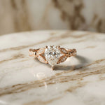 1.80CTW Pear Cut Leaf Design Lab Grown Diamond Engagement Ring For Women Rose Gold