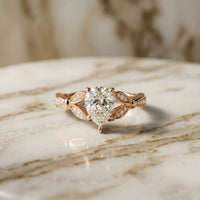 1.80CTW Pear Cut Leaf Design Lab Grown Diamond Engagement Ring For Women Rose Gold
