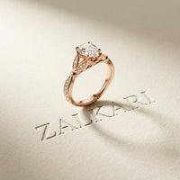 1.80CTW Pear Cut Leaf Design Lab Grown Diamond Engagement Ring For Women Rose Gold