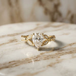 1.80CTW Pear Cut Leaf Design Lab Grown Diamond Engagement Ring For Women Gold
