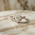 1.80CTW Pear Cut Leaf Design Lab Grown Diamond Engagement Ring For Women White