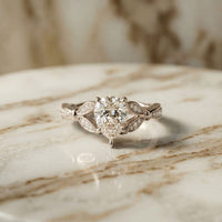 1.80CTW Pear Cut Leaf Design Lab Grown Diamond Engagement Ring For Women White
