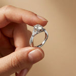 1.80CTW Pear Cut Leaf Design Lab Grown Diamond Engagement Ring For Women White