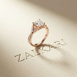 1.80CTW Princess Cut Elegant Leaf Accent Lab Grown Diamon Ring For Women Rose Gold