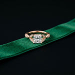 1.80CTW Princess Cut Elegant Leaf Accent Lab Grown Diamon Ring For Women Rose Gold