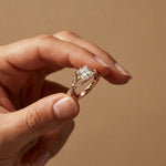 1.80CTW Princess Cut Elegant Leaf Accent Lab Grown Diamon Ring For Women Rose Gold